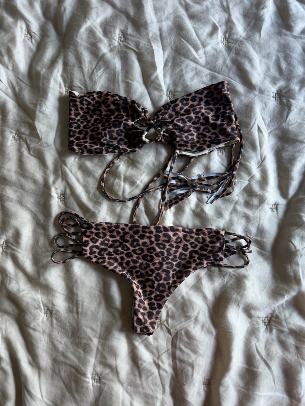 acacia swimwear Leopard Print Bandeau Bikini - Brown/Black